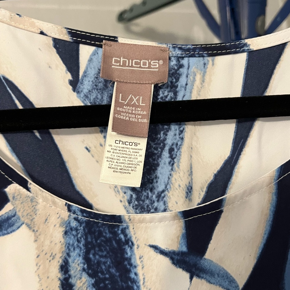 Chico Pancho style blouse, white blue, and a bit of beige